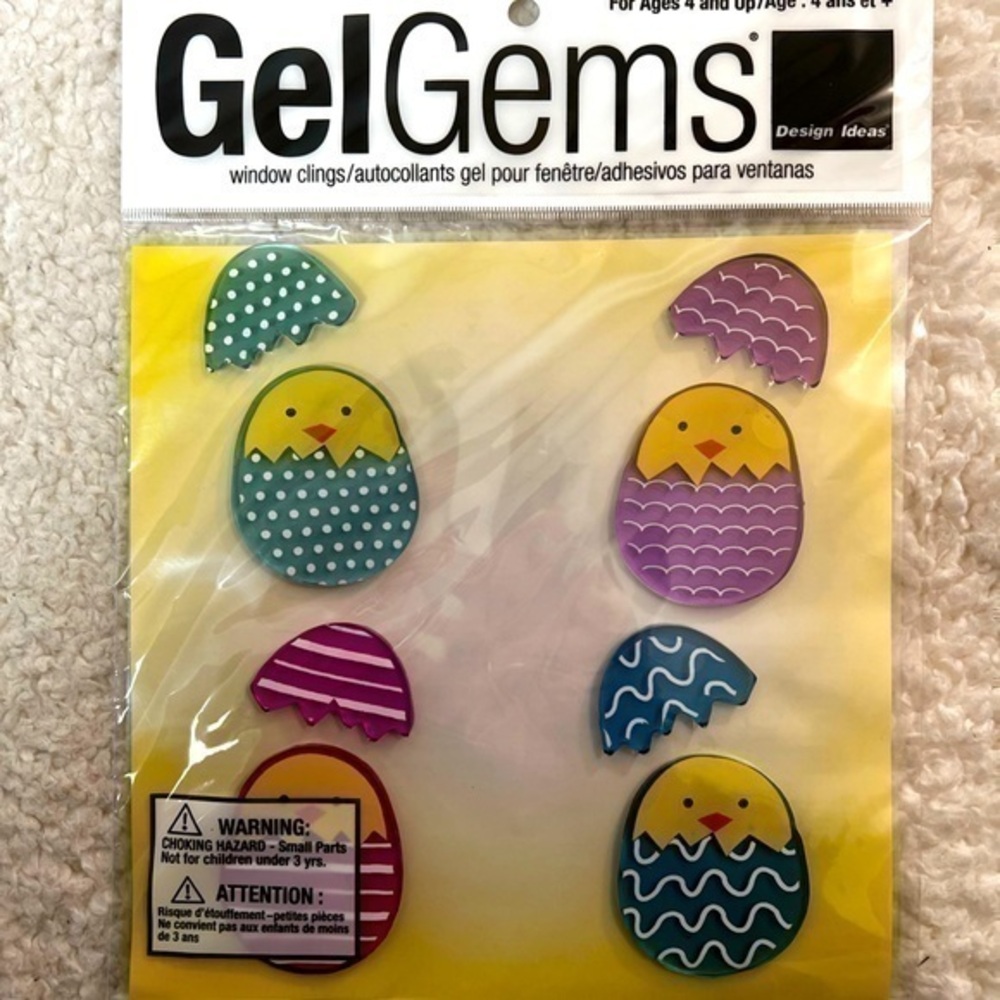 Design Ideas “Chick in Eggs” Small Gel Gems Window Clings